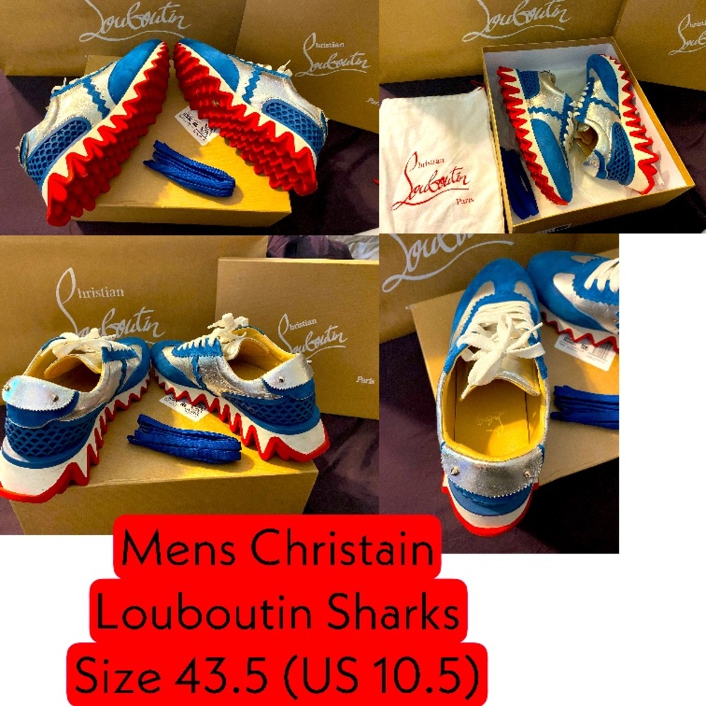 Louboutin Men's Loubishark  Leather Sneakers SZ 43.5 (10.5)